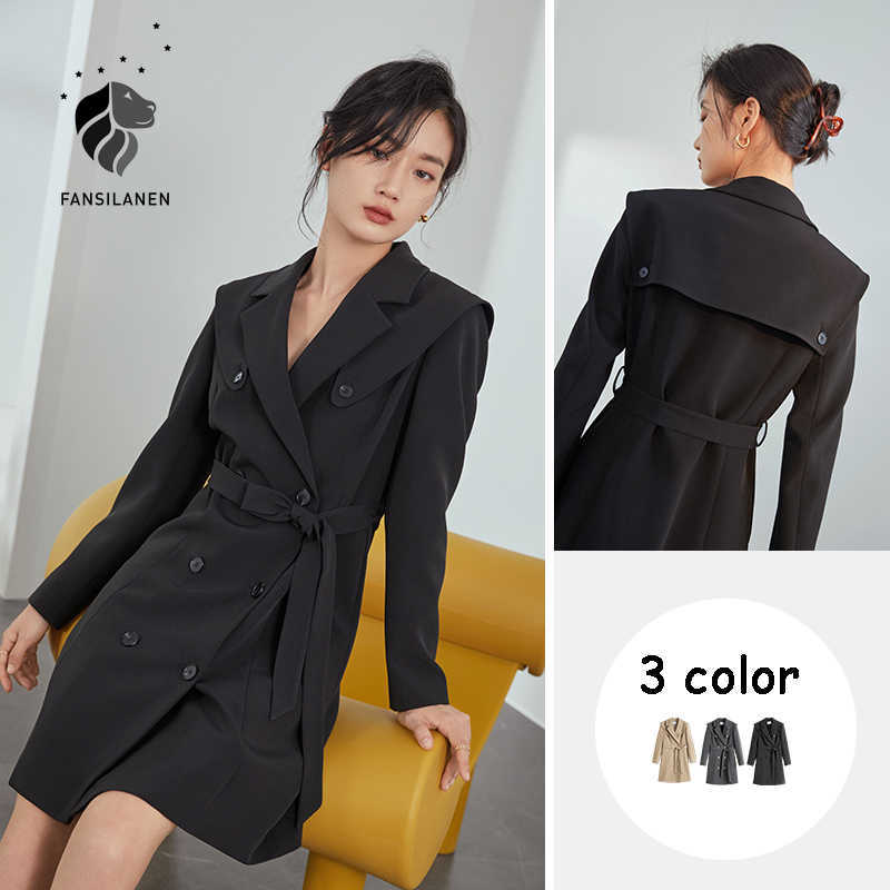 FANSILANEN Office lady sexy short black blazer dress Women long sleeve belt spring elegant Female casaul wrap 210607
FANSILANEN Office lady sexy short black blazer dress Women long sleeve belt spring elegant Female casaul wrap 210607