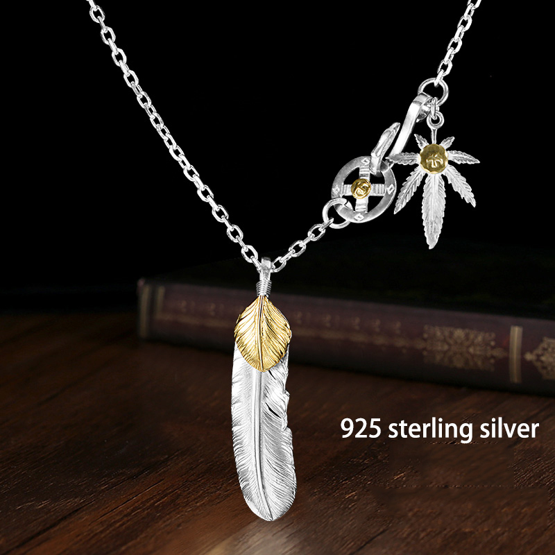Necklaces Takahashi Goros Jewelry 925 Sterling Pendant Feather Charm Vintage Thai Silver Eagle Chain for Men and Women Y1
Necklaces Takahashi Goros Jewelry 925 Sterling Pendant Feather Charm Vintage Thai Silver Eagle Chain for Men and Women Y1