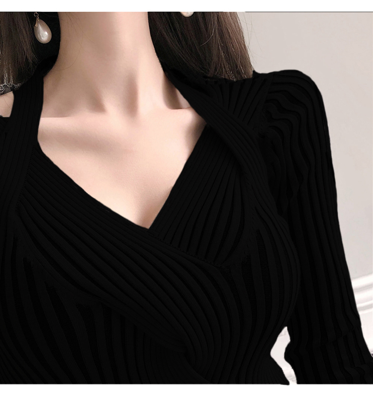 Knitted Sweater Dress Women's Autumn Winter Fashion Retro V-Neck Slim Lady Soft Warm Bodycon Slit Dresses Vestidos 210519