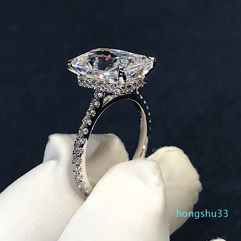 Radiant Cut 3ct Lab Diamond Ring 925 sterling silver Engagement Wedding band Rings for Women Bridal Party Jewelry
