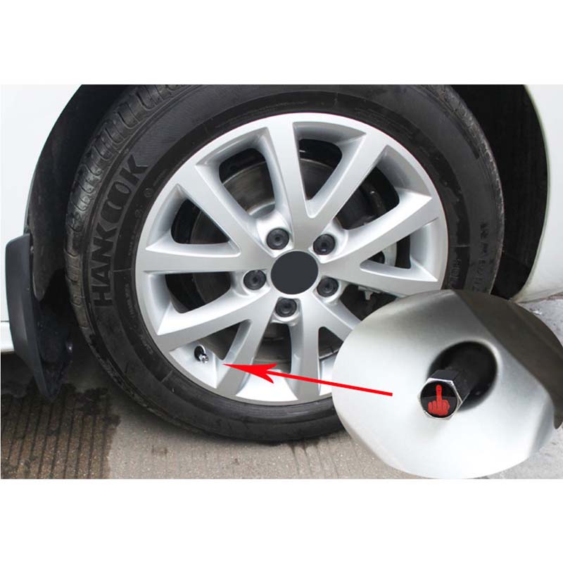 Vehicle Tire Valve Caps Zinc Alloy Anti-theft Middle Finger Style Car Tyre Tires Air Stem Wheel Cap Airtight Cover 4Pcs/Set