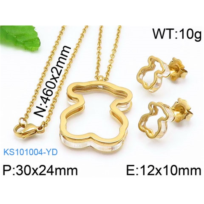 Stainless Steel Bear Jewelry sets for woman Necklace Earrings Set Fashion Jewelry Woman Accessories Gifts 210619, Gold
Stainless Steel Bear Jewelry sets for woman Necklace Earrings Set Fashion Jewelry Woman Accessories Gifts 210619, Gold