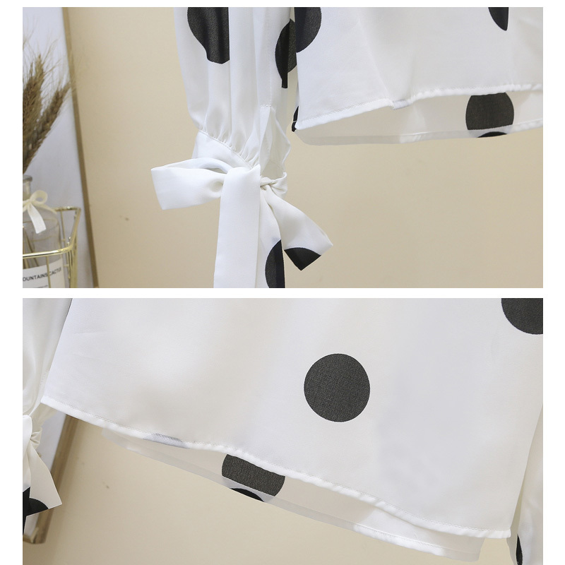 Woman Autumn Belt Stand Collar Elegant Women Blouses Wave Point Chiffon Shirt Loose Korean Long Sleeve 6685 50 210508