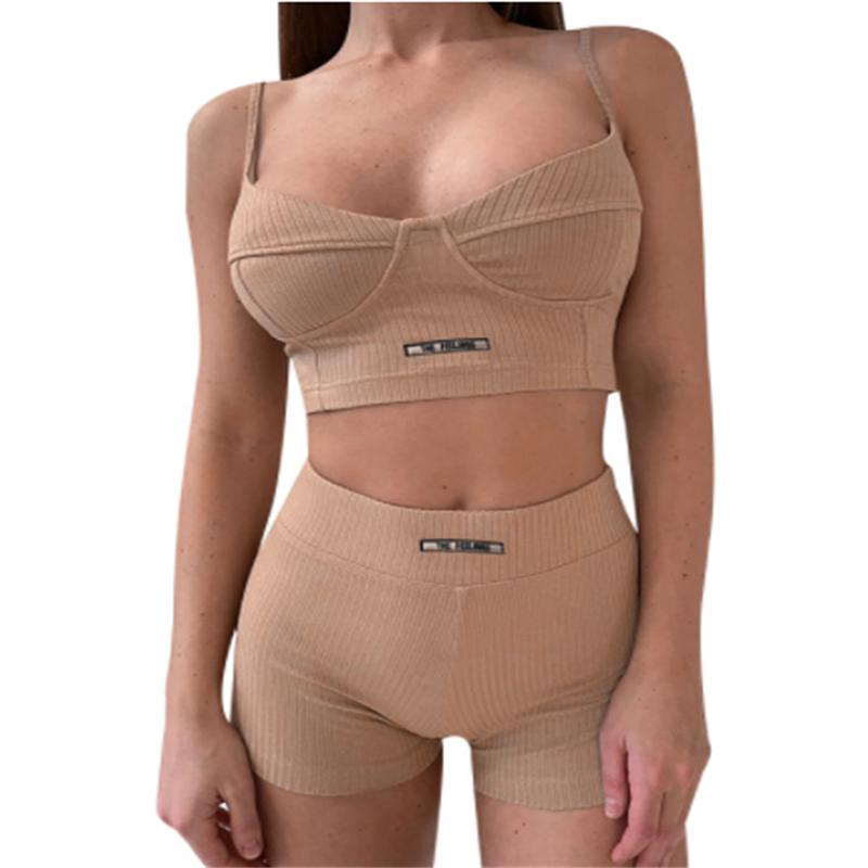 sports suit solid color suspender simple shorts summer letter vest bra cotton off shoulder and back comfortable urban leisure fashion, Gray
sports suit solid color suspender simple shorts summer letter vest bra cotton off shoulder and back comfortable urban leisure fashion, Gray