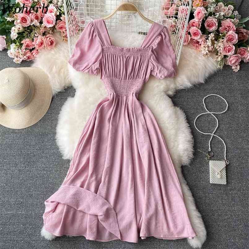 Summer Sweet Short Puff Sleeve Dress Women Elegant Square Collar Korean Chic All Match Pleated Vestidos 210519, Blue
Summer Sweet Short Puff Sleeve Dress Women Elegant Square Collar Korean Chic All Match Pleated Vestidos 210519, Blue