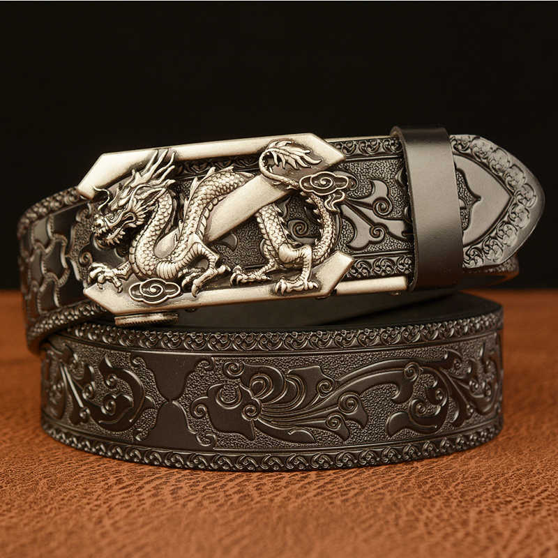 Embossing Retro Technology Belts for Men Business Genuine Leather Cowhide Leather Belt with Dragon Pattern Automatic Buckle X0726, Black
Embossing Retro Technology Belts for Men Business Genuine Leather Cowhide Leather Belt with Dragon Pattern Automatic Buckle X0726, Black