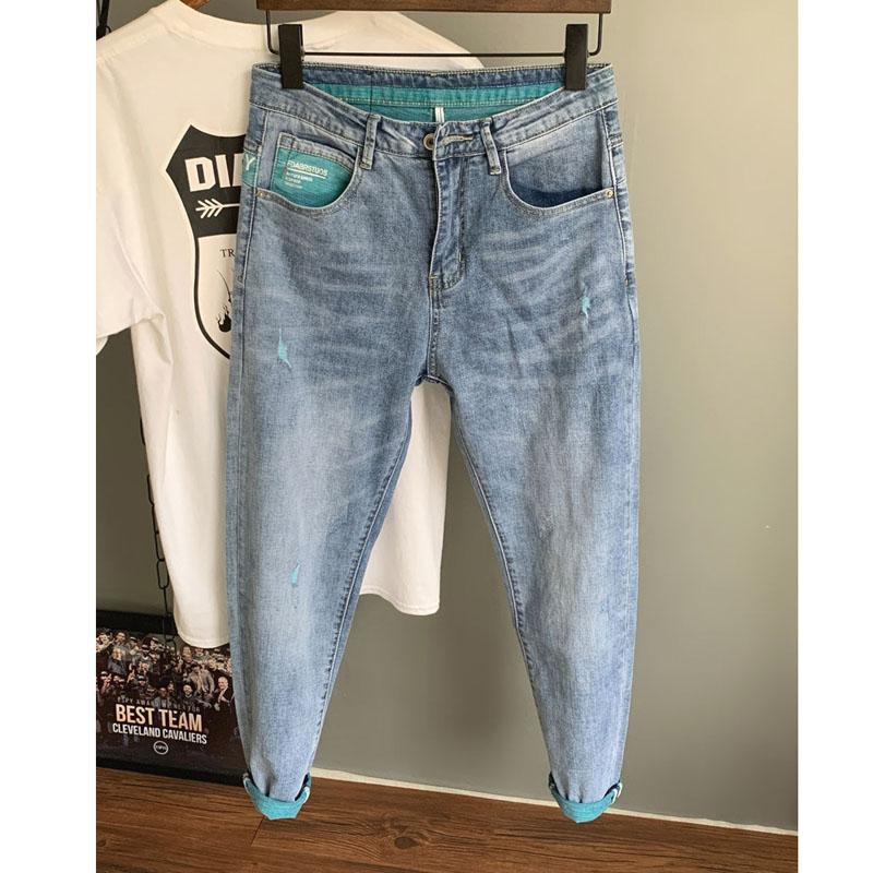 Spring Autumn 2021 Light Blue Jeans Male Feet Social People Stamping Stitching Personality Teenagers Students Harem Pants Men's
Spring Autumn 2021 Light Blue Jeans Male Feet Social People Stamping Stitching Personality Teenagers Students Harem Pants Men's
