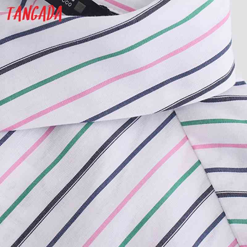 Women Color Stipred Shirts Long Sleeve Turn Down Collar Elegant Office Ladies Work Wear Blouses JE21 210416