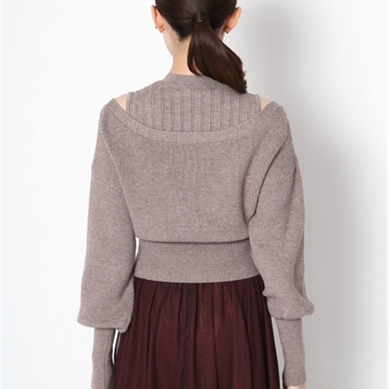 Neploe Turtleneck Drawstring Puff Sleeve Knitted Sweaters Sweet Loose Shoulder Strapless Women Tops Autumn Winter Pullovers 211109