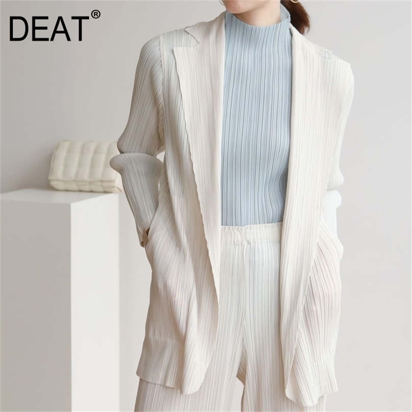 DEAT Pleated Blazer Coat Woman Full Sleeve Notched One Button Solid Thin Jackets Office Lady Style Autumn Fashion XQ402 211019, Beige
DEAT Pleated Blazer Coat Woman Full Sleeve Notched One Button Solid Thin Jackets Office Lady Style Autumn Fashion XQ402 211019, Beige
