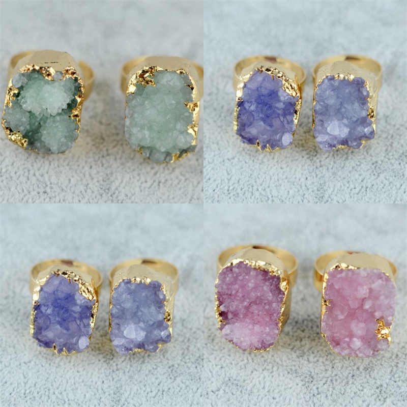 Gemstone Crystal Rings Druzy Quartz Crystal Women Natural Stone Rings Green Rose Raw Stone Female Vintage Wedding Rings 25 N2, Golden;silver
Gemstone Crystal Rings Druzy Quartz Crystal Women Natural Stone Rings Green Rose Raw Stone Female Vintage Wedding Rings 25 N2, Golden;silver