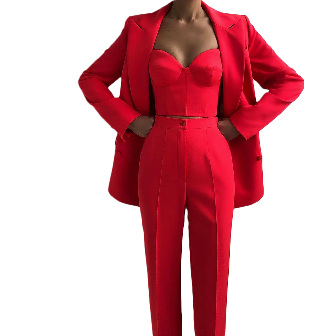 Red Carpet Fashion Blazer Suits Women Pants Suit Leisure Loose Ladies Club Party Wedding Outfit (Jacket+Pants)