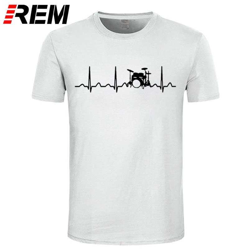 REM Custom Printed T Shirts Men'S Short Sleeve op O-Neck Drums Drummer Heartbeat Shirt 210629