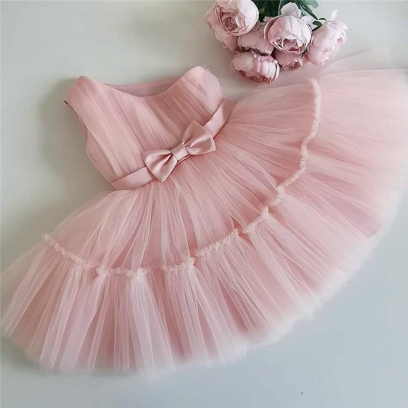 

Girl's Dresses Princess Baby Dress For Born Girls Tulle Tutu 1st Birthday Christening Gown Infant Toddler 1 2 Year Baptism Party Costume, Pink