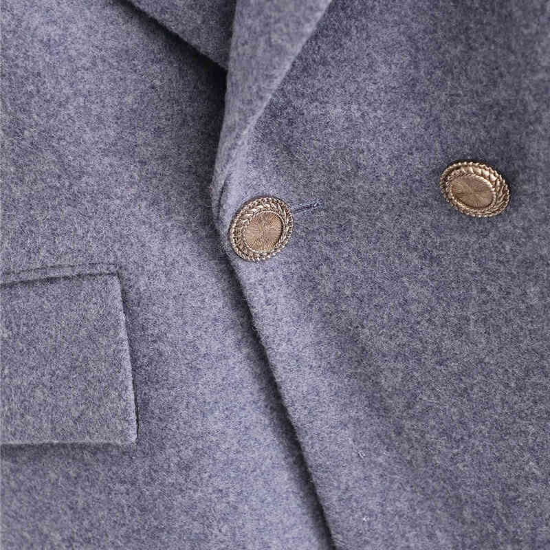 Evfer Women Fashion Winter Double Breasted Loose Coats Female Casual Woolen Blue Outwear Ladies Elegant Thick Long Jackets 210421