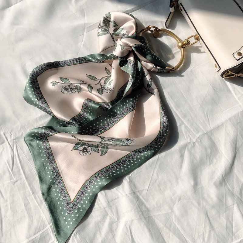 silk scarves long stripe decorative accessories multifunction wild narcissus flowers crepe satin doublelayer ribbon scarves