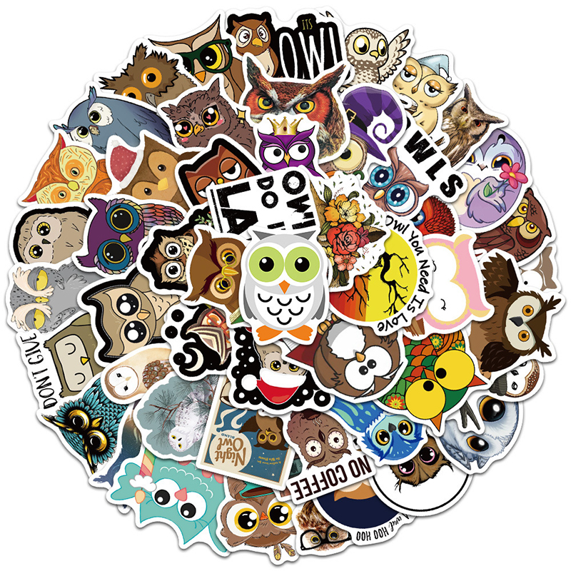 Update New Notebook Cartoon Owls Stickers Cute Animal Series Wers DIY Graffiti Decals For Car Lage Motorcycle Ipad Phone Scooter Games Skateboard Guit