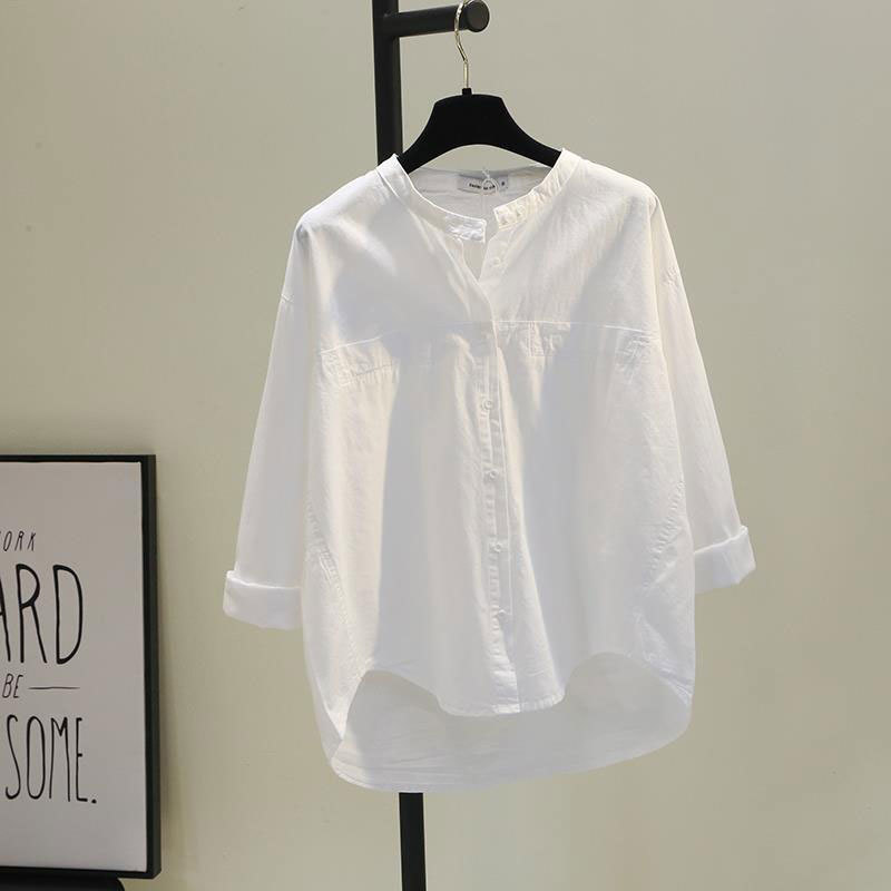 Spring Korea Fashion Women Shirts Plus Size Long Sleeve Loose White Shirt All-matched Casual Tops Cotton Female Blouse D124 210512