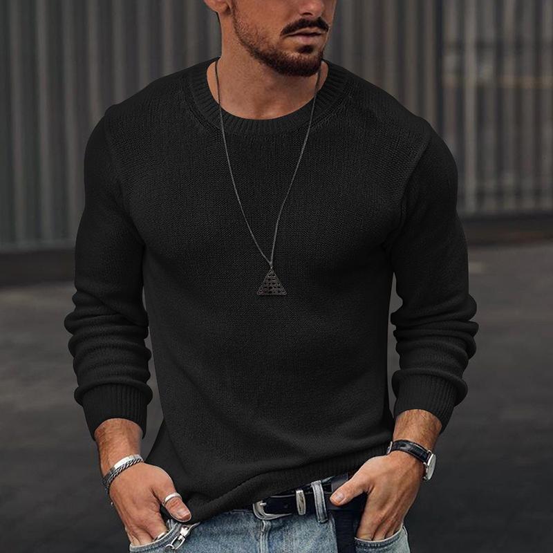 Spring Autumn Long Sleeve Fashion O-Neck Sweater Pullovers Streetwear Casual Solid Slim Knit Jumper Tops