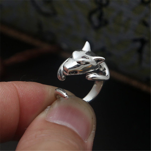 High quality 925 sterling silver men's wolf band rings European American Gothic punk style handmade designer vintage luxury jewelry accessories g