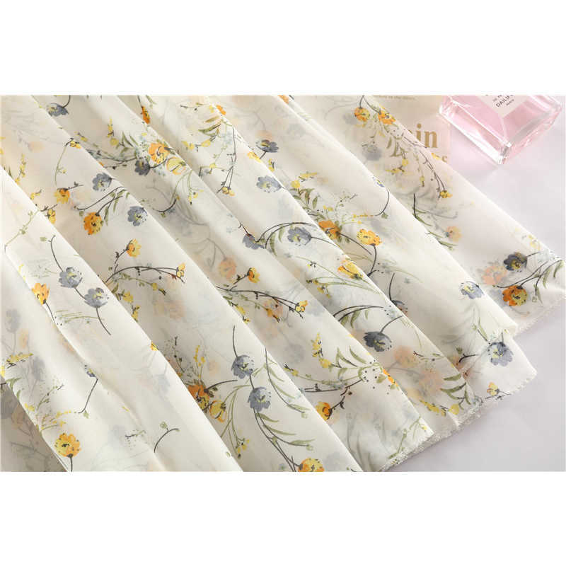 TIGENA Floral Print Long Maxi Skirt Women Fashion Summer High Waist Pleated Female Boho Holiday Chiffon Sun 210621