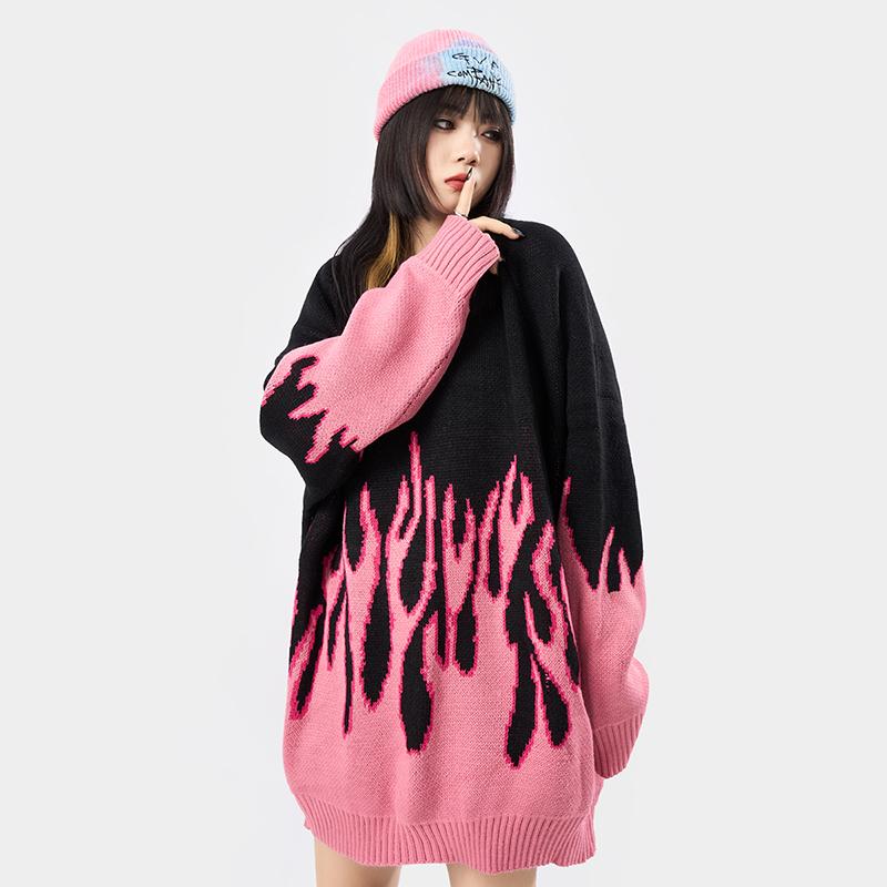 Men's Sweaters Flame Knitted Sweater Men Women Hip Hop Red Blue Pullovers Winter Harajuku Printed Oversized, White;black
Men's Sweaters Flame Knitted Sweater Men Women Hip Hop Red Blue Pullovers Winter Harajuku Printed Oversized, White;black