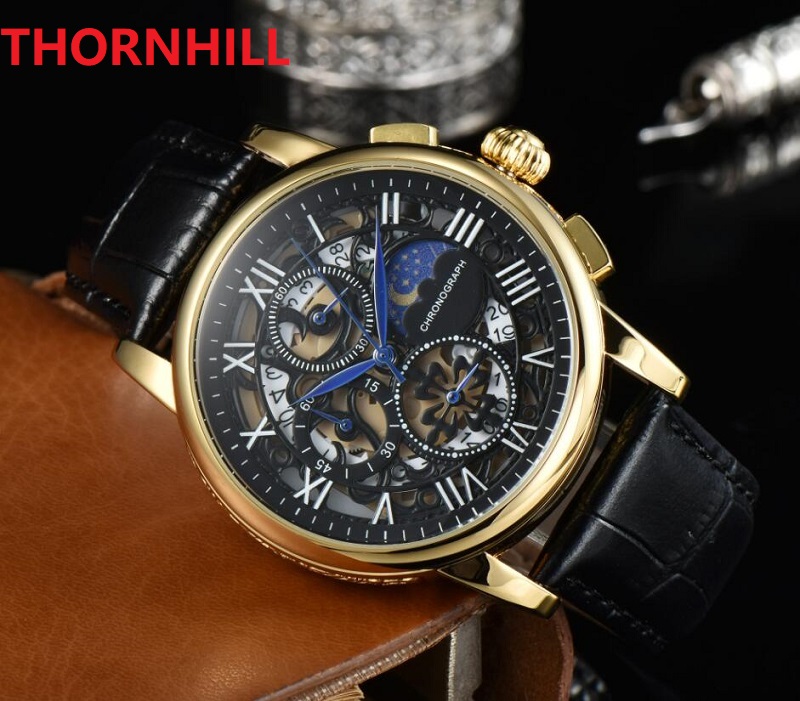 Mens Skeleton Designer Stopwatch Watches Leather Strap Quartz Calendar Cool Wristwatches Fashion Business Luxury Men Watch, As pic
Mens Skeleton Designer Stopwatch Watches Leather Strap Quartz Calendar Cool Wristwatches Fashion Business Luxury Men Watch, As pic