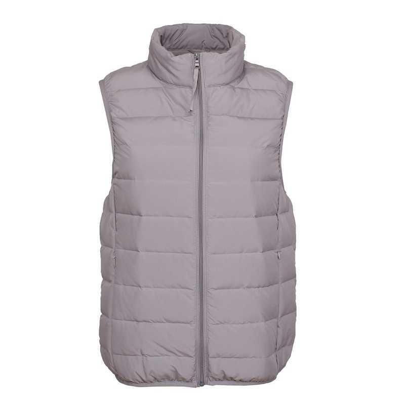 Bang Matt Fabric Women Sleeveless Ultra Light Down Vest White Duck Female Stand Collar Slim Warm Waistcoat 210923