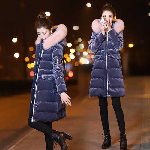 Cotton clothing female winter Korean version of the thick cotton coat in long section gold velvet 210923