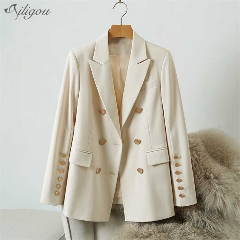 High-Quality Ladies Slim-Fit Jacket Blazer Double-Breasted Black Beige Office Long-Sleeved Female Coat 210525
High-Quality Ladies Slim-Fit Jacket Blazer Double-Breasted Black Beige Office Long-Sleeved Female Coat 210525