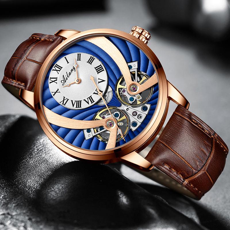 Wristwatches Men's Mechanical Watch Automatic Stainless Steel Blue Dial Double Tourbillon Sports Waterproof Luminous AILANG 8821, 01 
Wristwatches Men's Mechanical Watch Automatic Stainless Steel Blue Dial Double Tourbillon Sports Waterproof Luminous AILANG 8821, 01