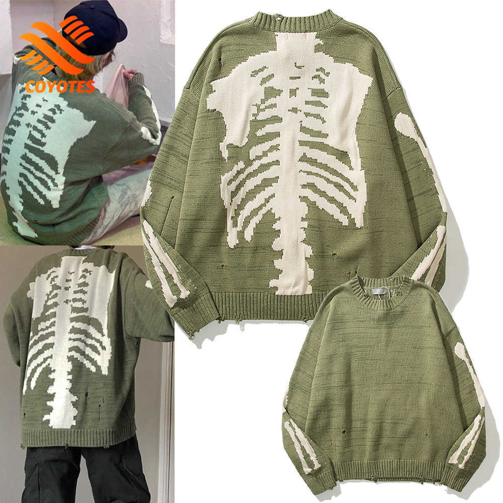 COYOTES Mens Womens Sweaters O-Neck Skull Jacquard Hole Knitted Pullovers Hip Hop Streetwear Fashion Loose Long-Sleeved Sweater H0903, Green vest
COYOTES Mens Womens Sweaters O-Neck Skull Jacquard Hole Knitted Pullovers Hip Hop Streetwear Fashion Loose Long-Sleeved Sweater H0903, Green vest