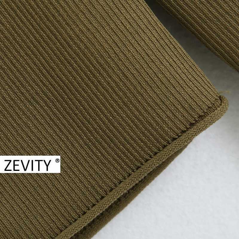 Zevity women simply v neck long sleeve short knitted casual slim sweater female breasted cardigans sweaters chic tops S340 210603