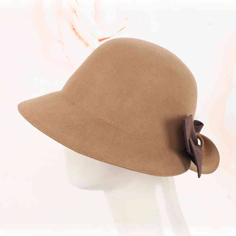 Autumn and Winter 2021 Wool Top Hat Korean Bow Basin Elegant Fisherman Women's Fashion British Style