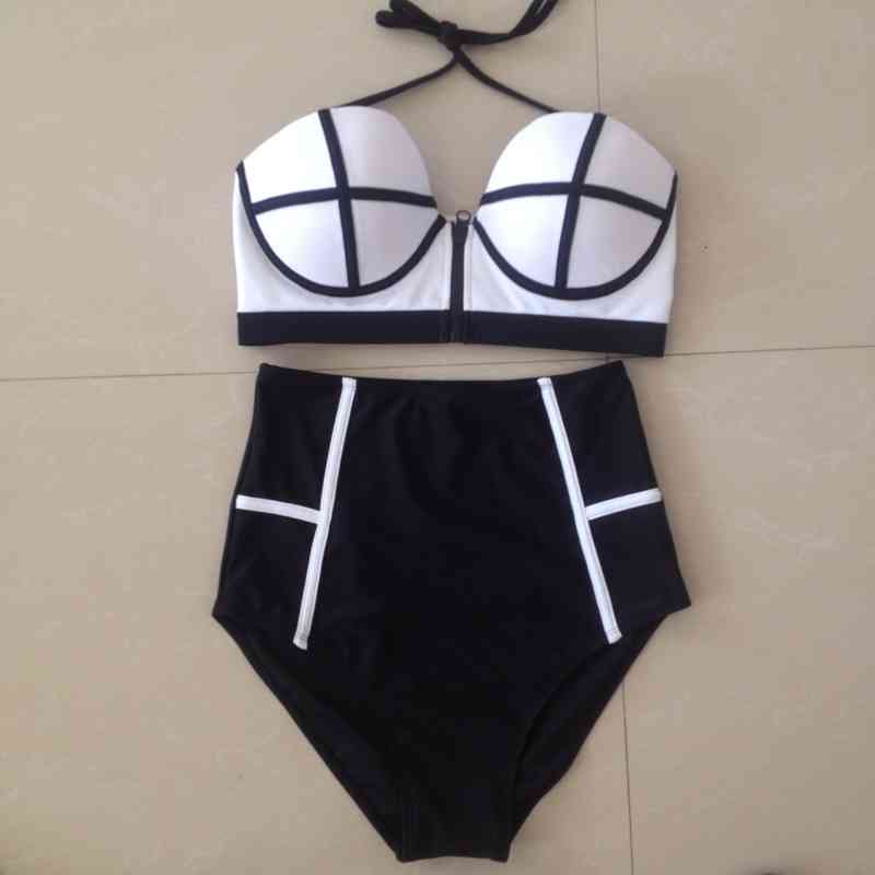 Zipper Bikini Tied Women' High Waist Steel Bracket Gathered Fashion Sexy Striped Solid Color Swimsuit, White
Zipper Bikini Tied Women' High Waist Steel Bracket Gathered Fashion Sexy Striped Solid Color Swimsuit, White