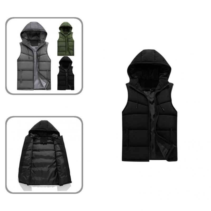 Men's Vests All-Match Handsome Hooded Solid Color Padded Sleeveless Coat Lightweight Vest 3D Cutting For Autumn Winter, Army green
Men's Vests All-Match Handsome Hooded Solid Color Padded Sleeveless Coat Lightweight Vest 3D Cutting For Autumn Winter, Army green