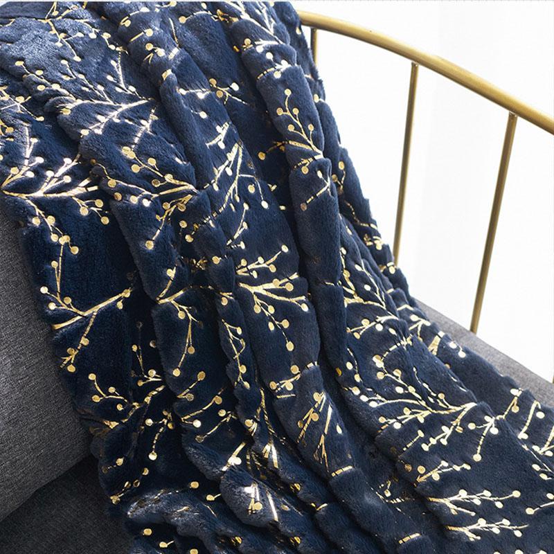 Fur PV Velvet Bronzing Branches Blanket Super Warm Soft Lunch Break Travel Sofa Throw Bedspread Blankets