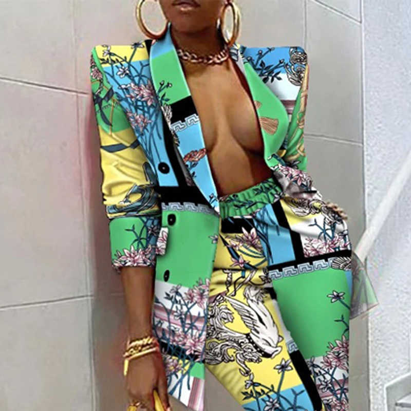 Arrival Women Blazer Coat +pants Set Two Piece Autumn Winter Office Jacket Suit Female Fashion OL Pant Formal Set Streetwear 211007