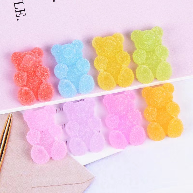 50Pcs Soft Candy Bear Doll House Flatback Resin Components Cabochon Charms for Sweet Gummy Cabochons DIY Scrapbooking Decoration