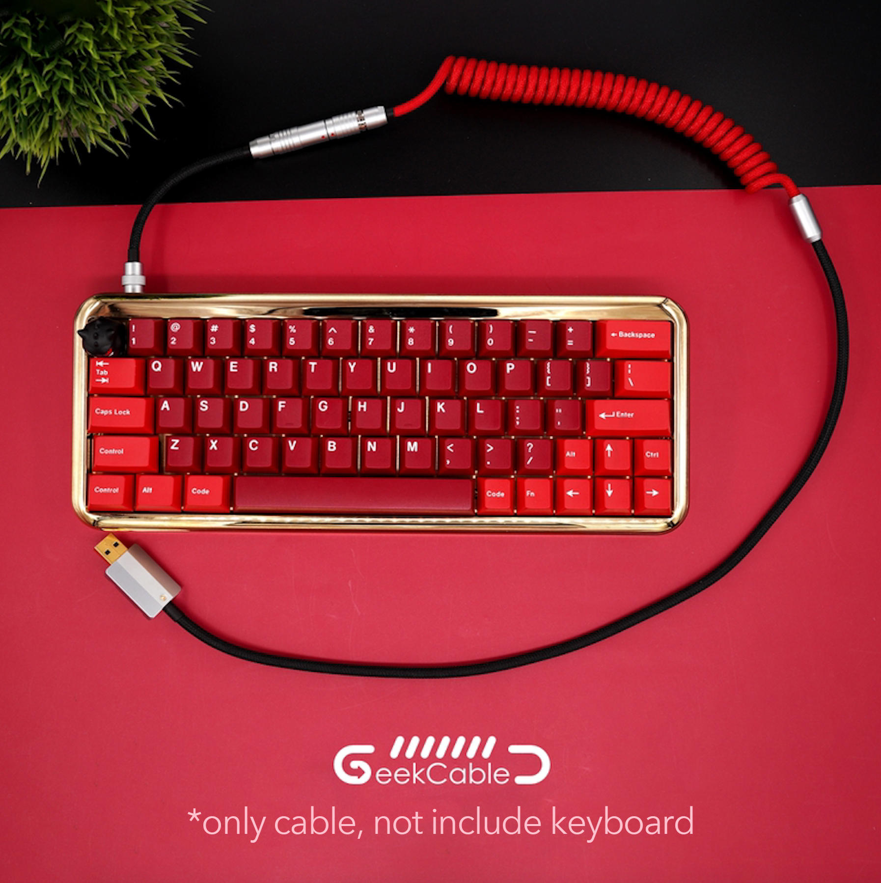 GeekCable Handmade Customized Mechanical Keyboard Data Cable For GMK Theme SP Keycap Line Red And Black Colorway