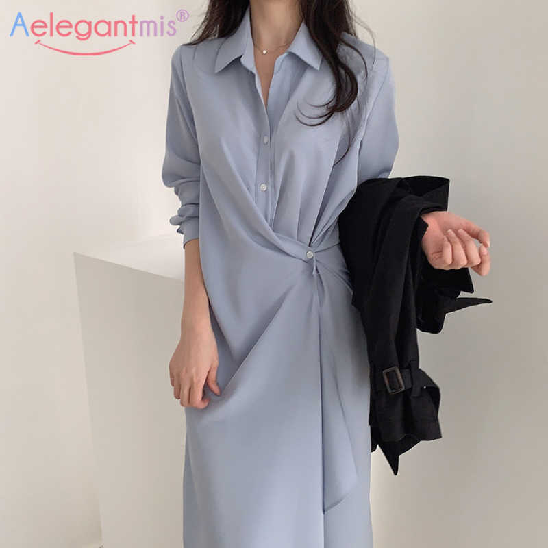Aelegantmis Casual Irregular Office Lady Shirt Dress Women Elegant Vintage Loose Blouse Female Button Vestidos Mujer 210607, Blue
Aelegantmis Casual Irregular Office Lady Shirt Dress Women Elegant Vintage Loose Blouse Female Button Vestidos Mujer 210607, Blue