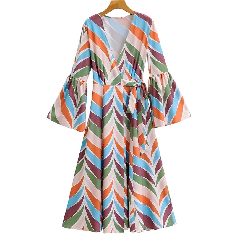 Summer Women Sexy Dress Deep V-neck Striped Female Flared Sleeves Casual Pleated Dresses High Quality A-Line Size L 210524, Multi
Summer Women Sexy Dress Deep V-neck Striped Female Flared Sleeves Casual Pleated Dresses High Quality A-Line Size L 210524, Multi
