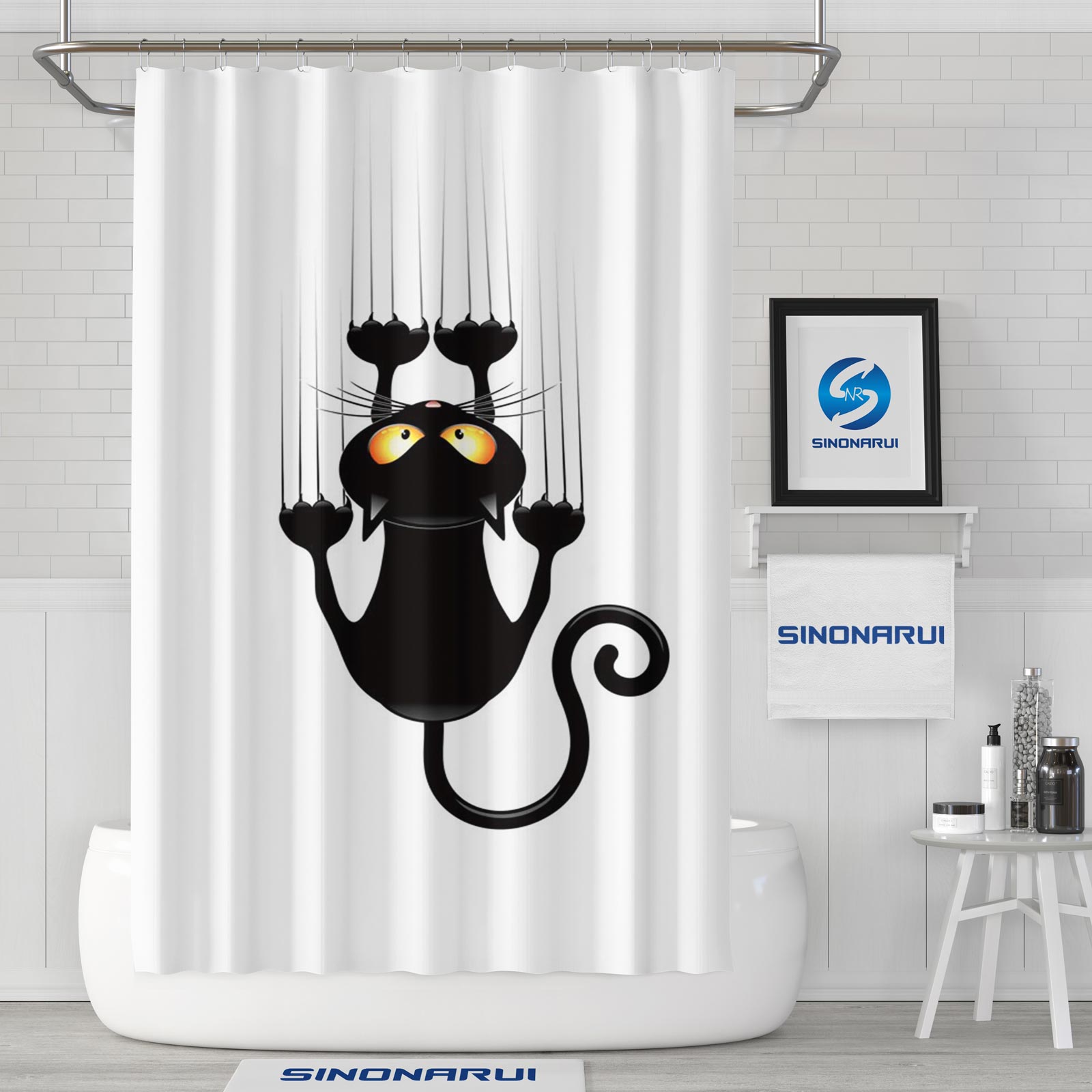 Black Cat Design Shower Curtain Waterproof Polyester Fabric Bathroom Decoration Hotel Quality With Hook
Black Cat Design Shower Curtain Waterproof Polyester Fabric Bathroom Decoration Hotel Quality With Hook