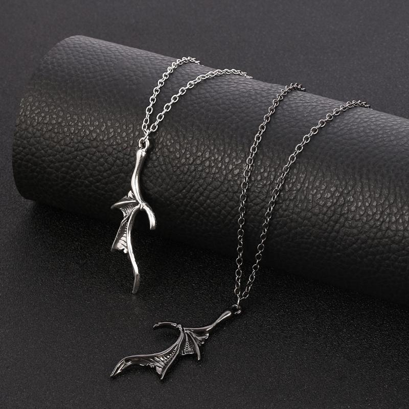 Pendant Necklaces Personality Punk Heart Wing Necklace Lovers Vinatge Bat Couples Set Fashion Jewerly