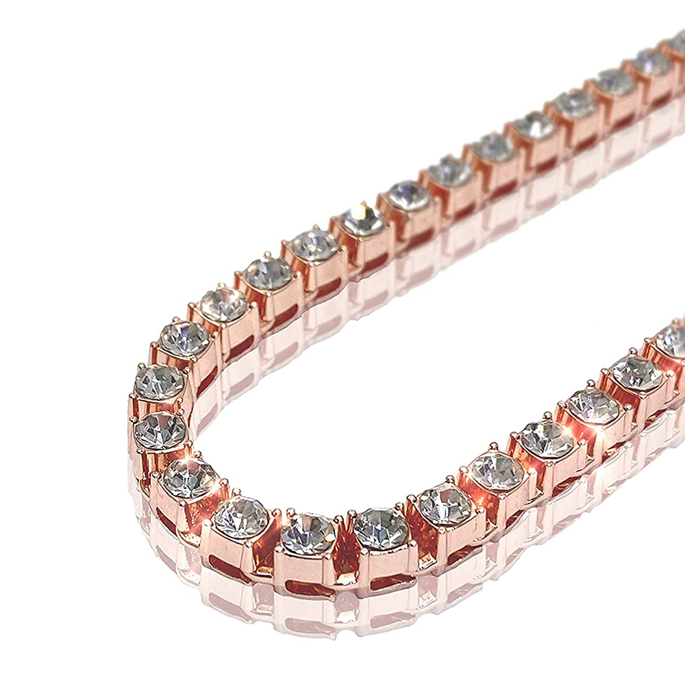 4mm Unisex Stainless Steel Tennis Chain Round CZ Cubic Zircon Classic Link Choker Hip Hop Necklace 24 inch