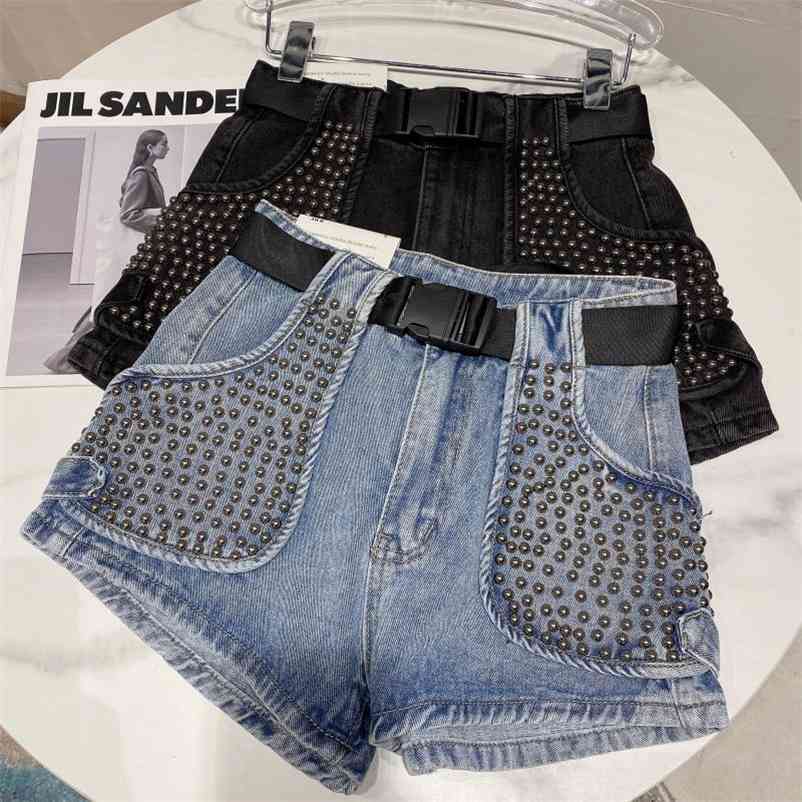 Women Double Pocket Rivet Straight Denim Shorts High Waist With Sashes Fashion Spring Summer 11B660 210525, Blue
Women Double Pocket Rivet Straight Denim Shorts High Waist With Sashes Fashion Spring Summer 11B660 210525, Blue