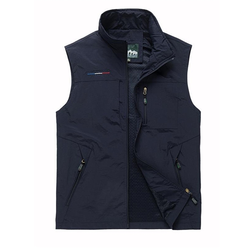 Summer Autumn Mesh Vest Many Pockets Men Outdoors Thin Multi Pocket Classic Waistcoat Male Pographer Sleeveless Jacket 6XL 211119