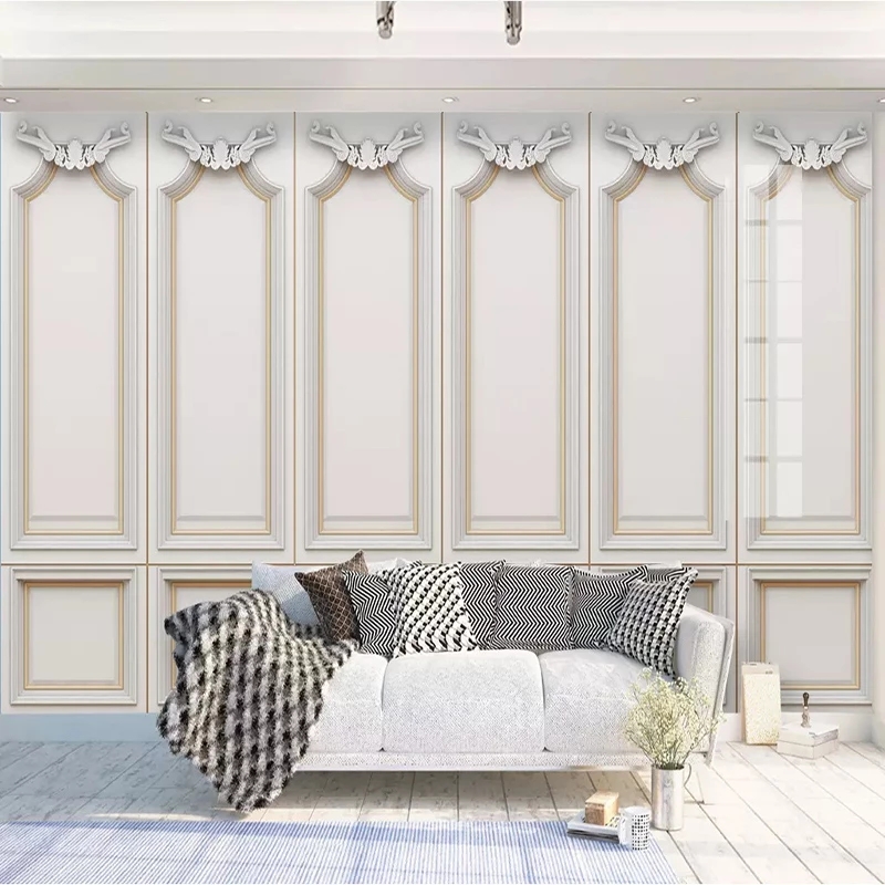 Custom 3D Mural Wallpaper European Style Living Room Bedroom TV Background Home Decoration White Plaster Wall