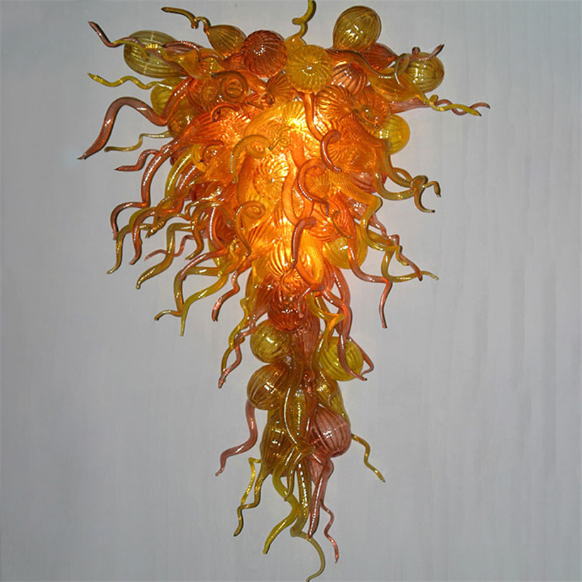 Lustres contemporains soufflés à la main de couleur orange Lampe Nordic Led Lights Décoration 24X48 pouces pour salon salle à manger cuisine cham