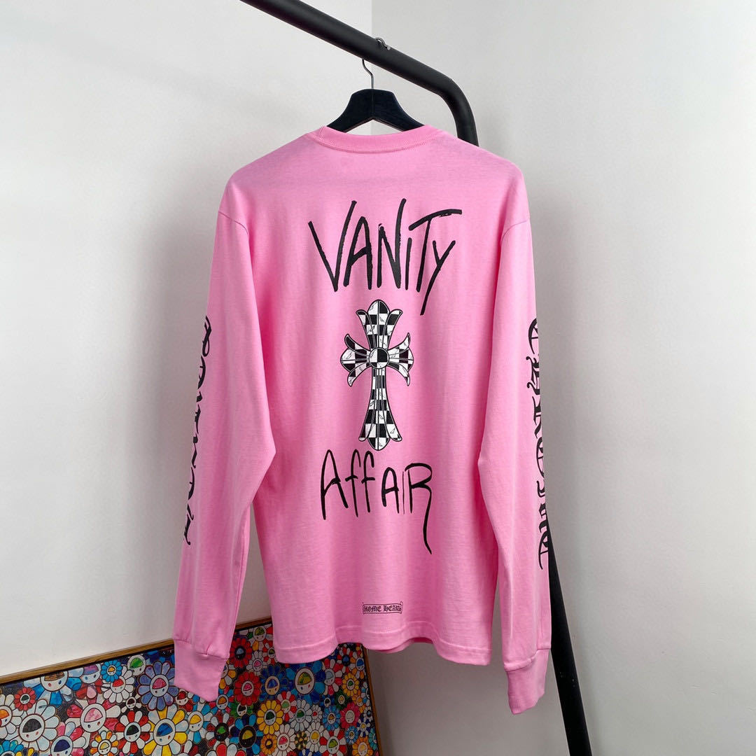 Crosin Ch Chrome-hearts Pink Graffiti Long Sleeve T-shirt Fashion Brand Cross Loose Couple Men's and Women's Pullover Crew Neck Ca, Black
Crosin Ch Chrome-hearts Pink Graffiti Long Sleeve T-shirt Fashion Brand Cross Loose Couple Men's and Women's Pullover Crew Neck Ca, Black
